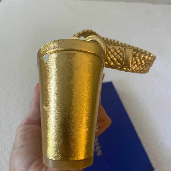 Stuart Weizmann Vicky Metallic Leather Sandals Gold - Picture 8 of 13